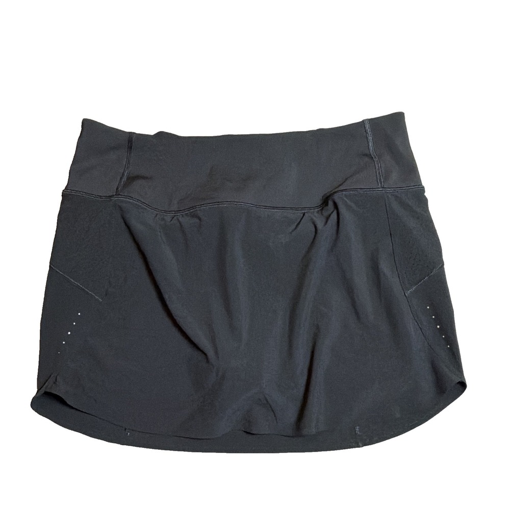 Athleta Run With It Women's Black Running Athletic Skort Zip Stretch Solid M